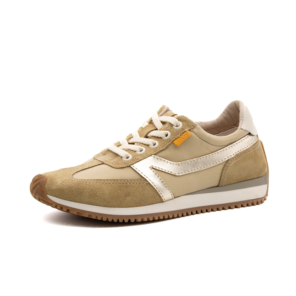 Tênis Feminino City em Nylon e Couro Palha e Ouro - 5513NK