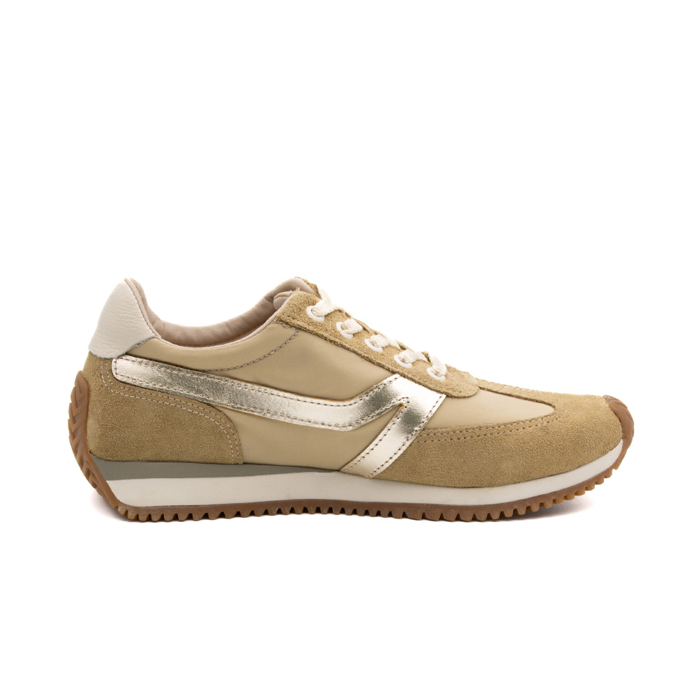 Tênis Feminino City em Nylon e Couro Palha e Ouro - 5513NK