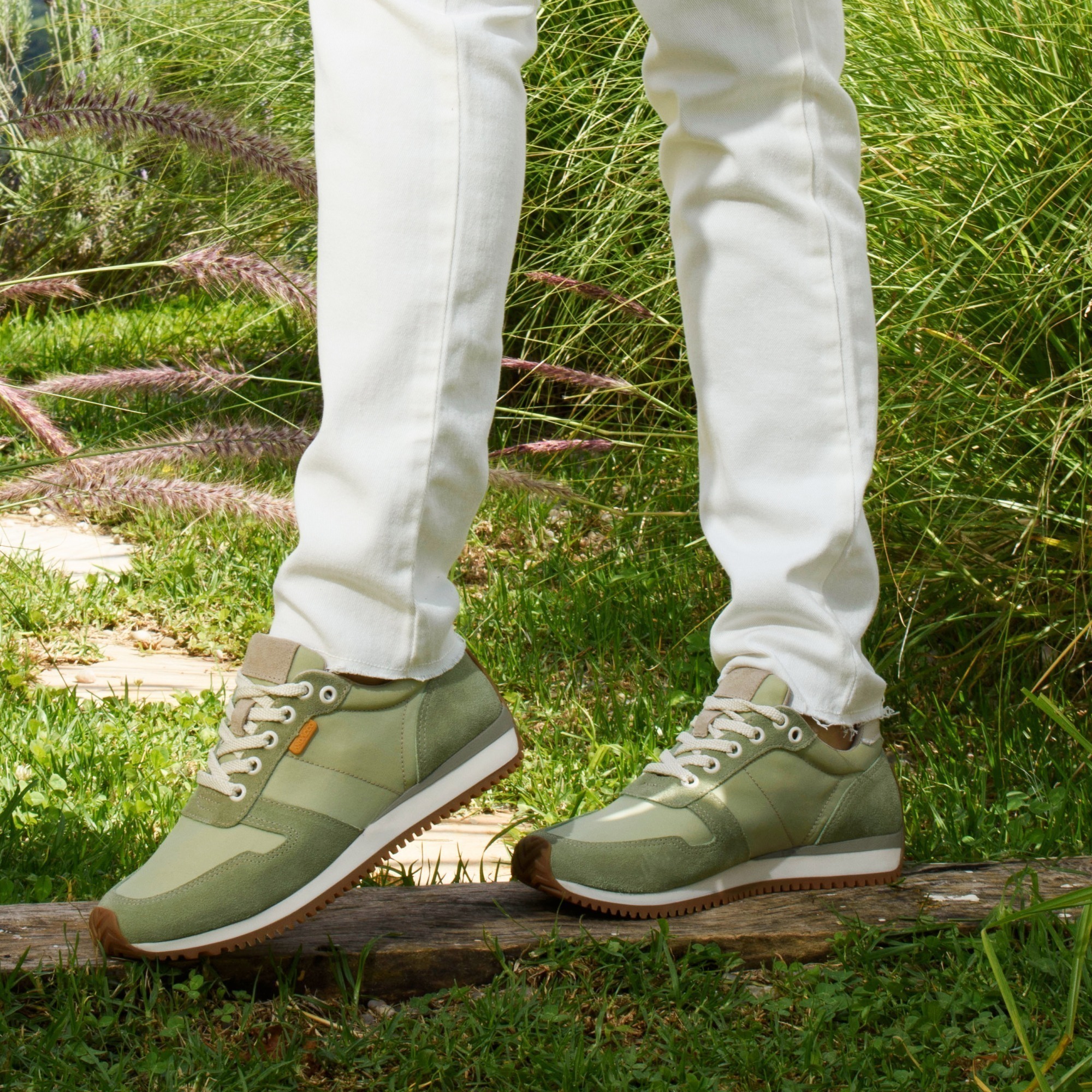 Tênis Feminino City em Nylon e Couro Verde - 5514NA
