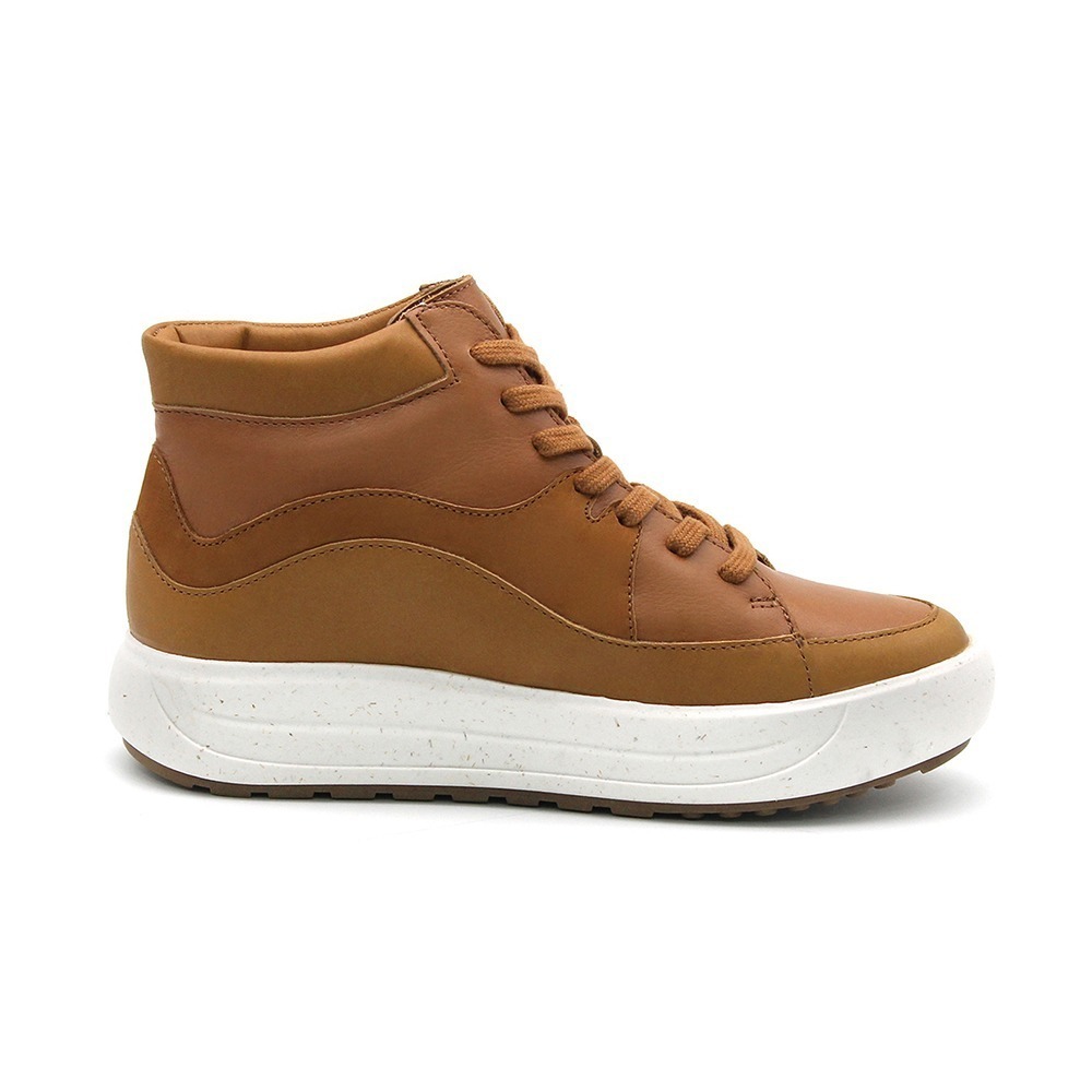 Tênis Feminino Cloe Cano Médio em Couro Alfa Caramelo Desert - 6903AC