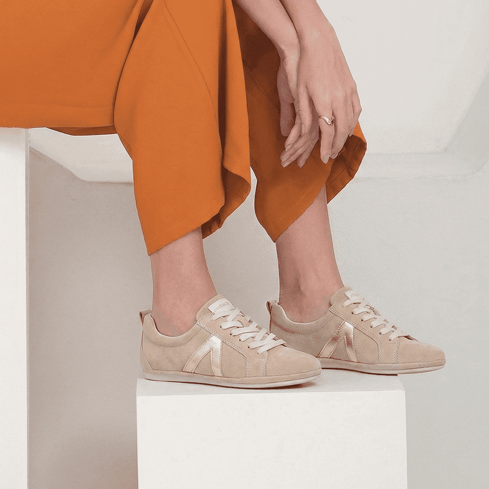 Tênis Feminino Easy em Couro Camurça Bege - 6638CB