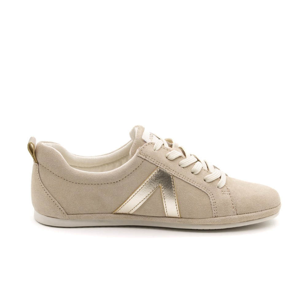 Tênis Feminino Easy em Couro Camurça Bege - 6638CB