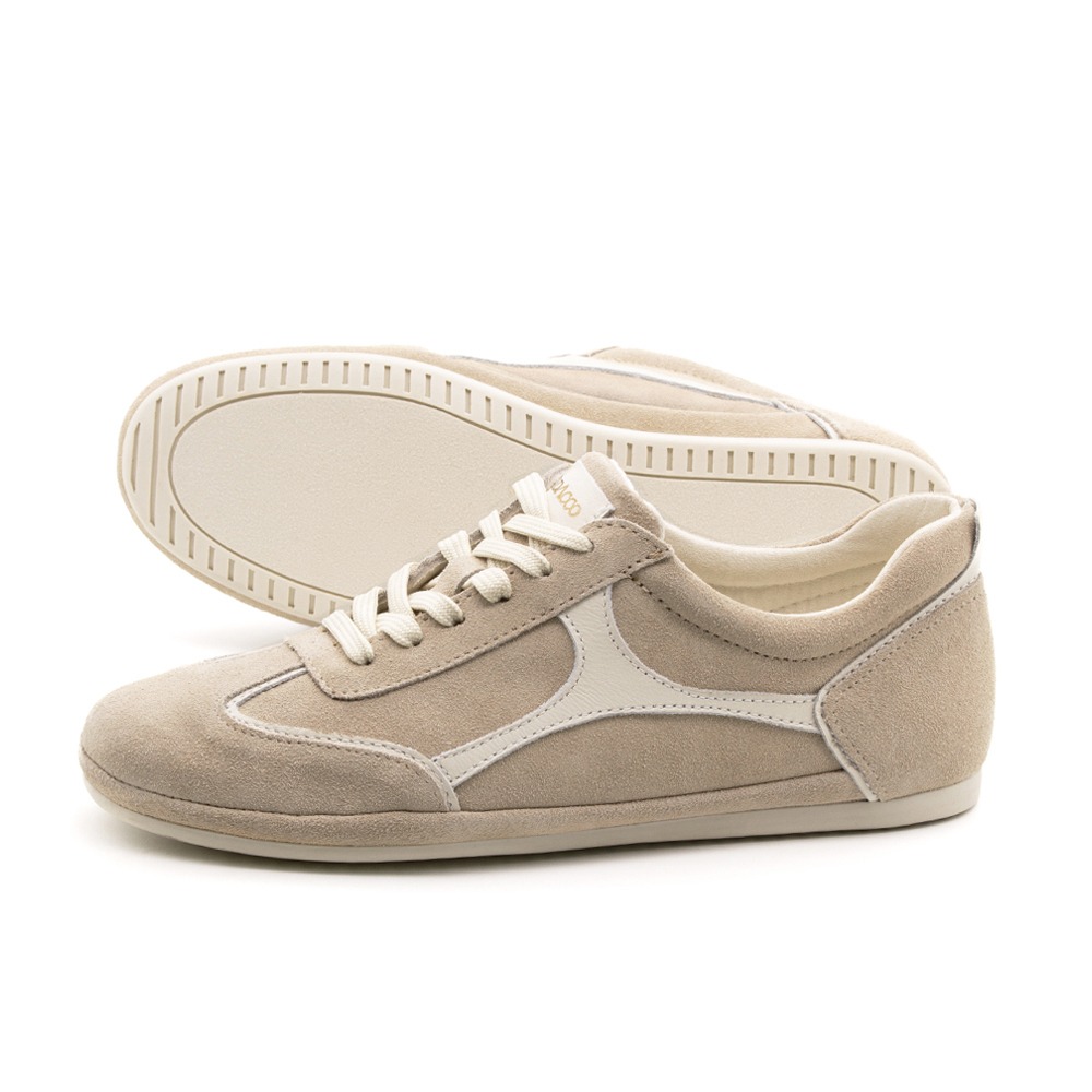Tênis Feminino Easy em Couro Camurça Bege - 6639CB