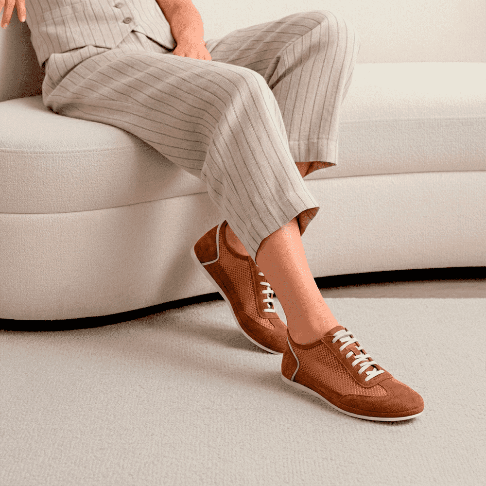 Tênis Feminino Easy em Couro Camurça Marrom - 6633CK Tênis Feminino Easy em Couro Camurça Marrom - 6633CK