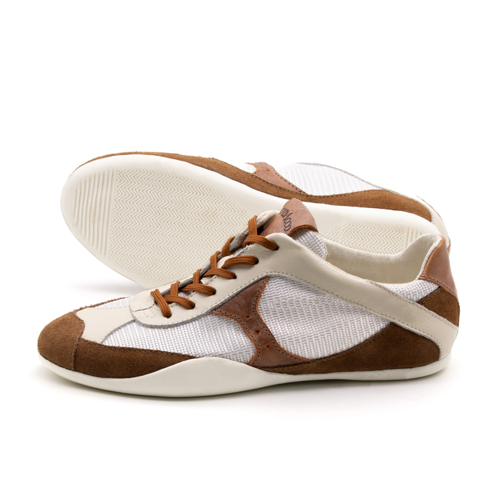 Tênis Feminino Electra em Couro Tela Marrom - 6802TK - Pré-Venda