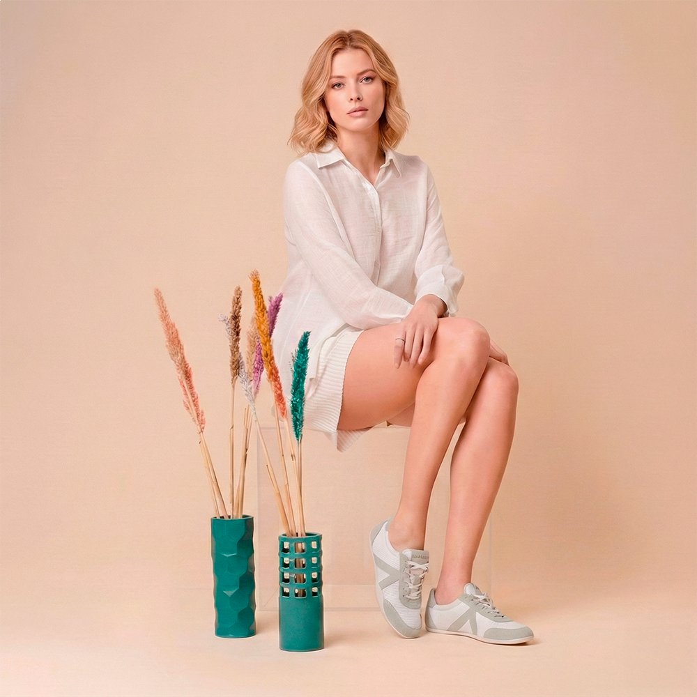 Tênis Feminino Electra em Couro Tela Off White - 6801TO Tênis Feminino Electra em Couro Tela Off White - 6801TO