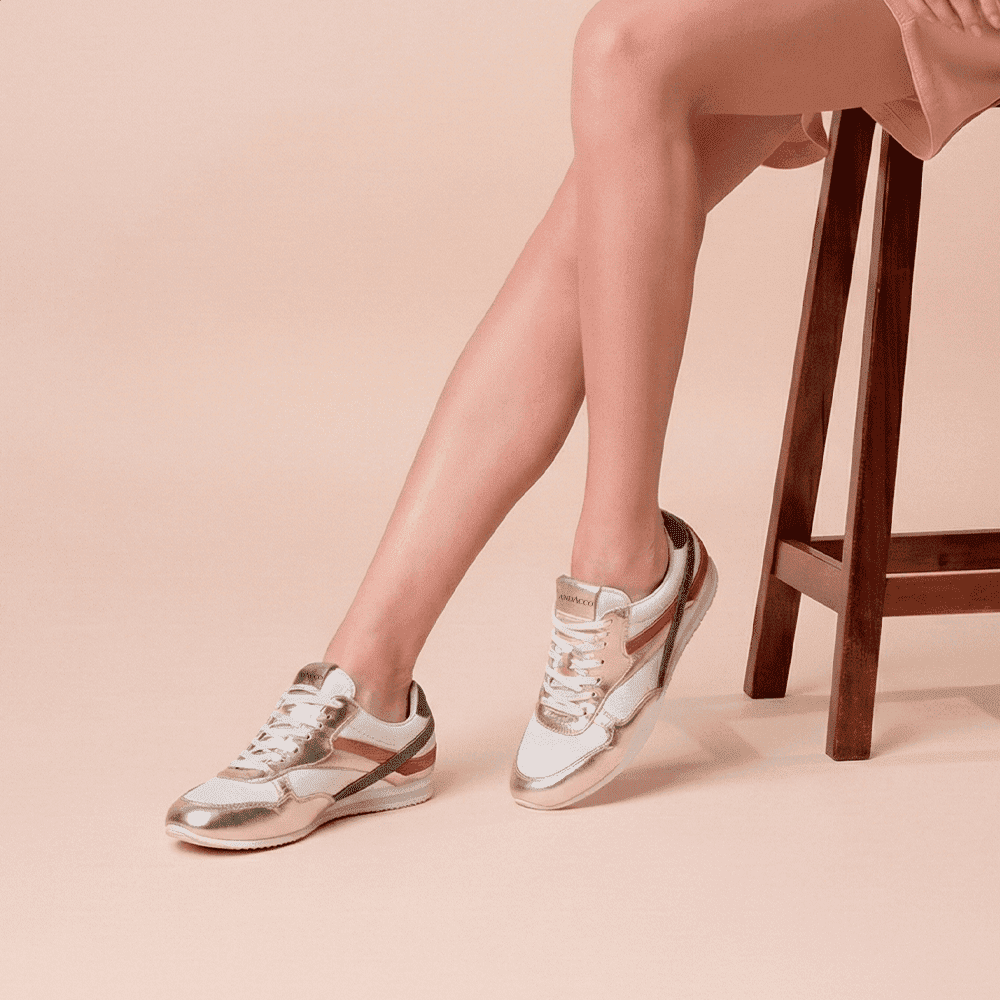 Tênis Feminino Electra em Couro Tela Ouro - 6800TOU