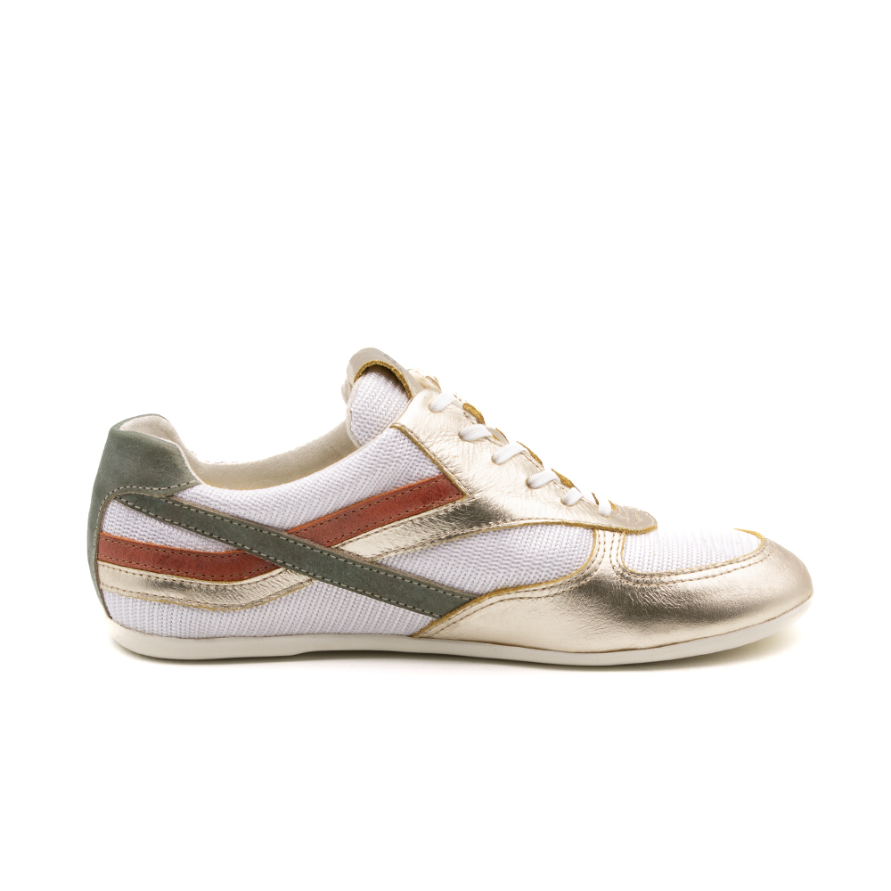 Tênis Feminino Electra em Couro Tela Ouro - 6800TOU - Pré-Venda