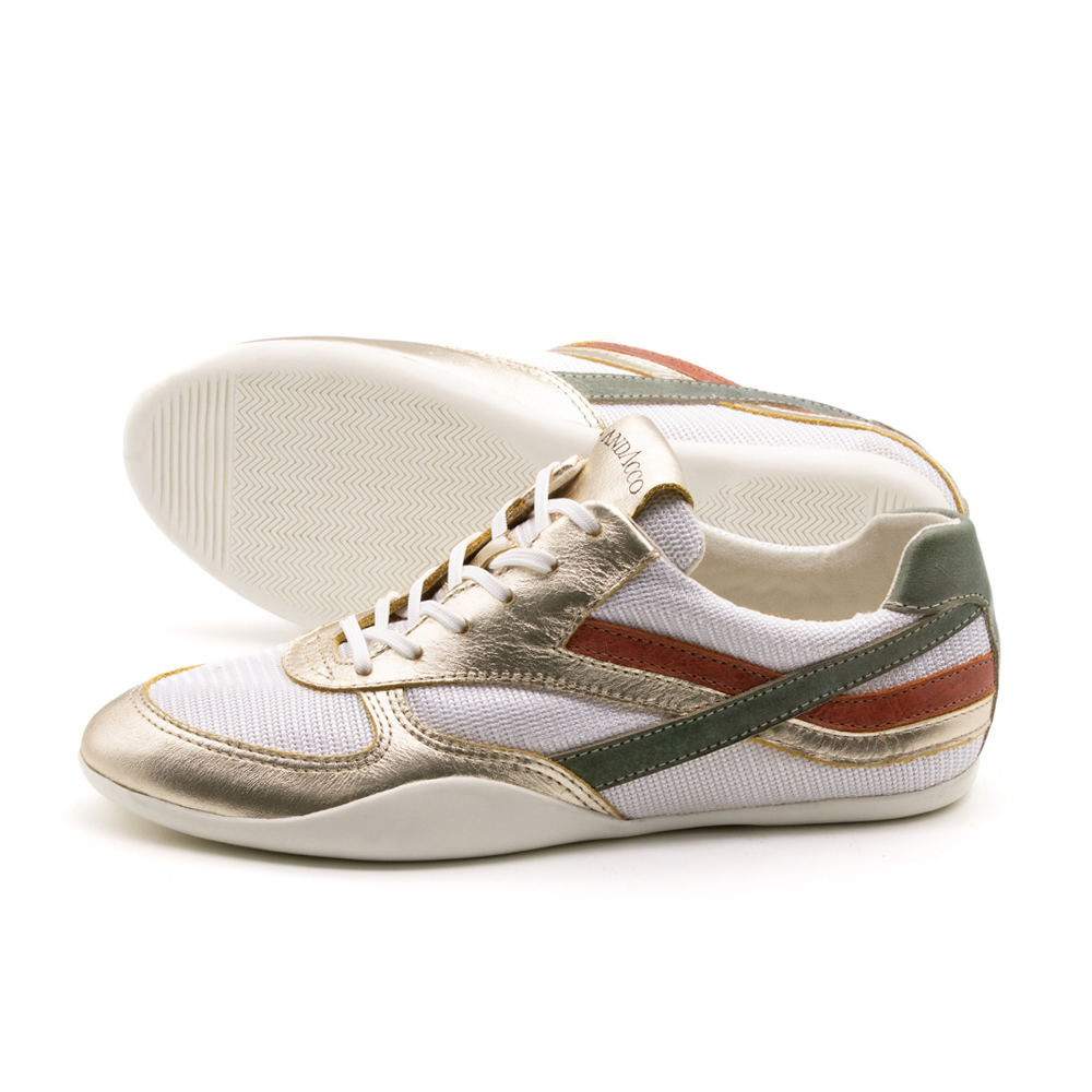 Tênis Feminino Electra em Couro Tela Ouro - 6800TOU - Pré-Venda