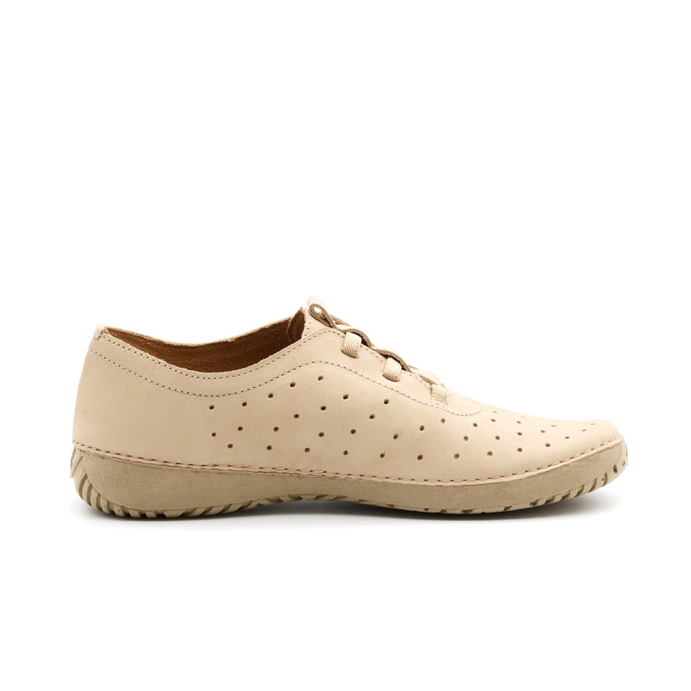 Tênis Feminino Lis em Couro Nobuck Bege Almond - 6732NA