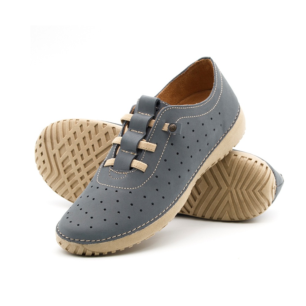Tênis Feminino Lis em Couro Nobuck Cinza Escuro - 6732NC