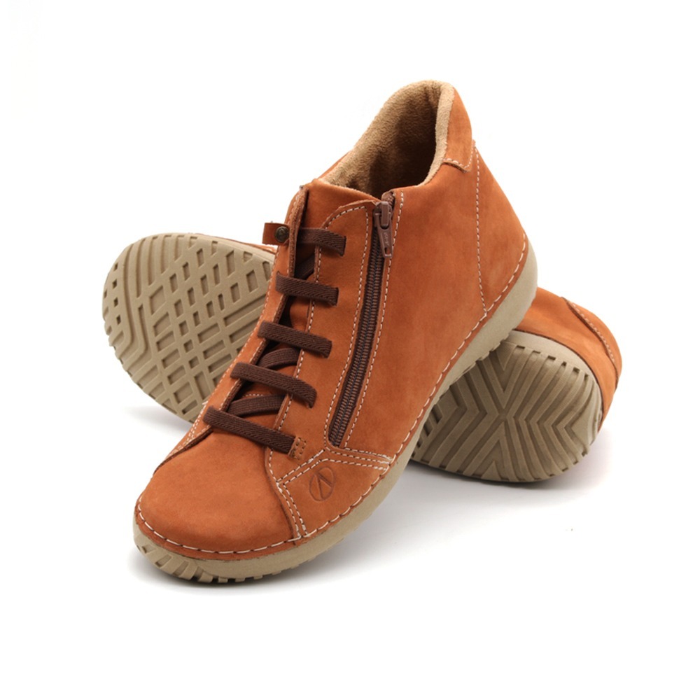 Tênis Feminino Lis em Couro Nobuck Conhaque - 6715NCO