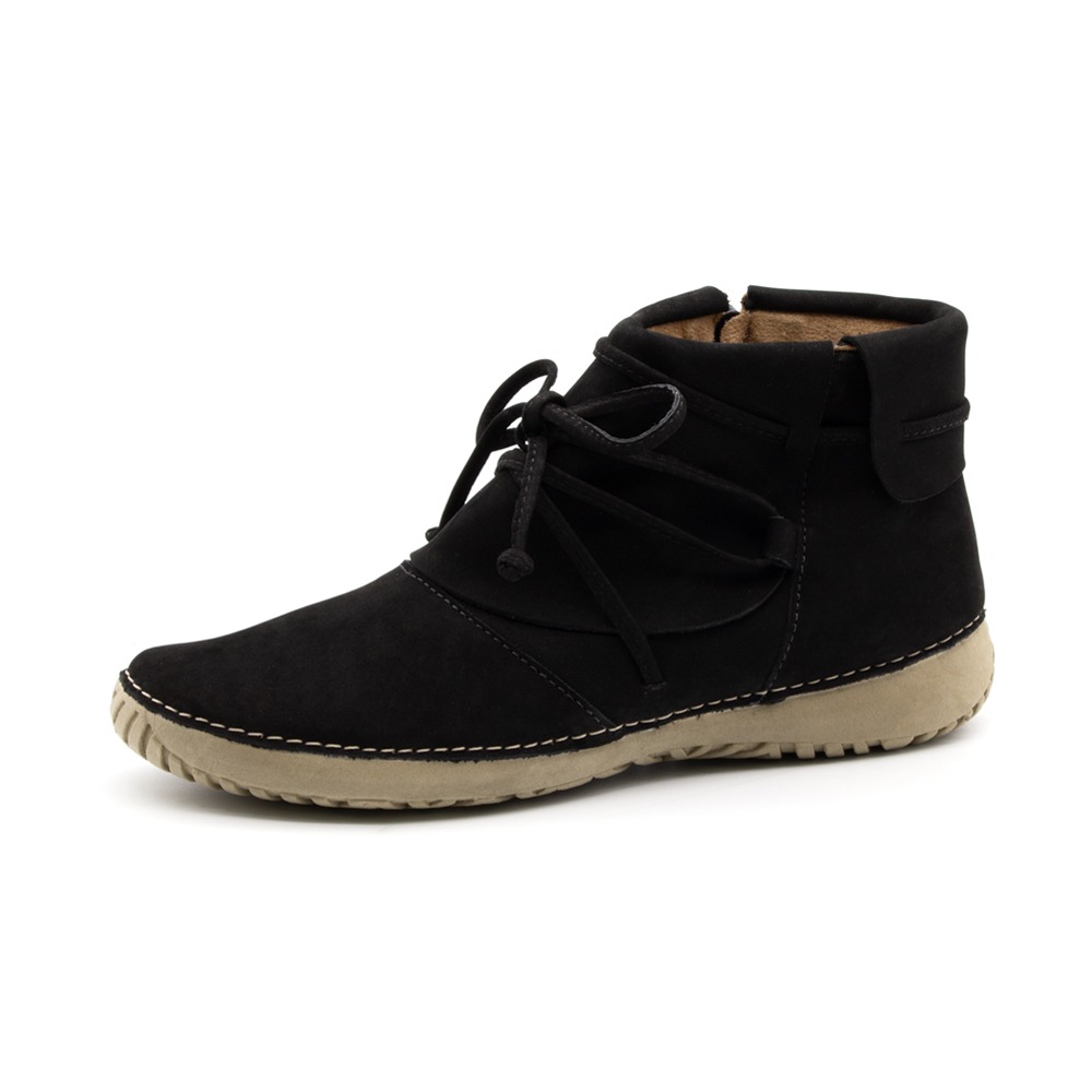Tênis Feminino Lis em Couro Nobuck Preto - 6735NP