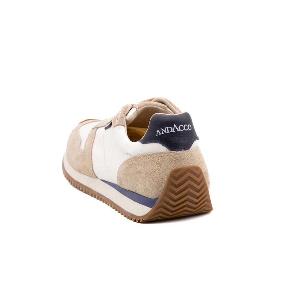 Tênis Masculino City em Nylon e Couro Branco e Bege - 5518NB