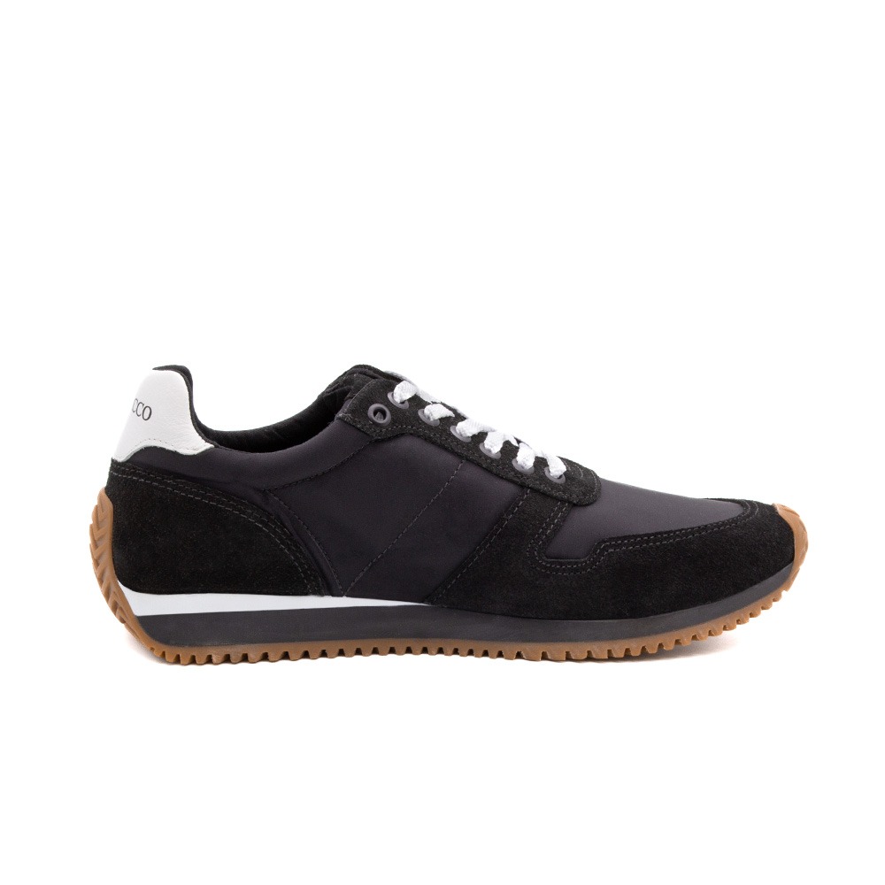 Tênis Masculino City em Nylon e Couro Preto - 5518NP