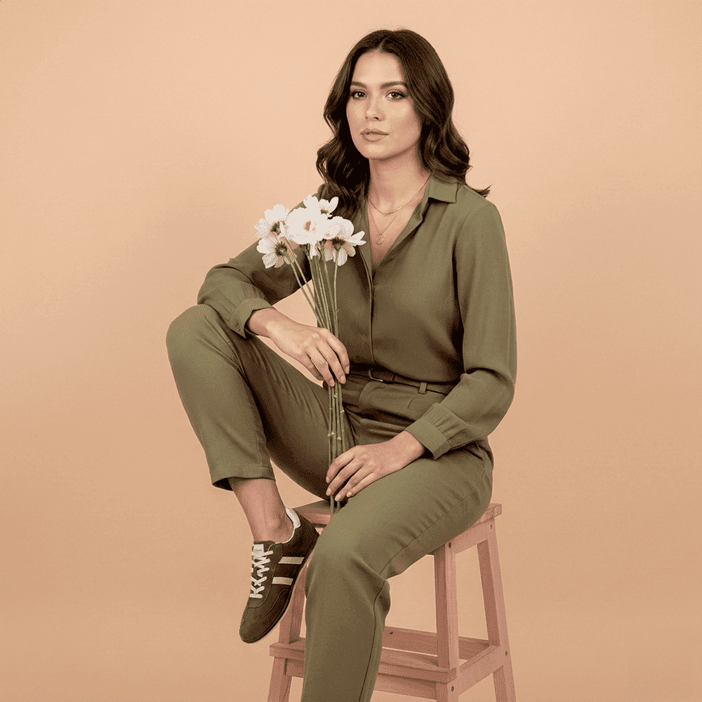 Tênis Feminino Easy em Couro Camurça Musgo - 6642CM Tênis Feminino Easy em Couro Camurça Musgo - 6642CM