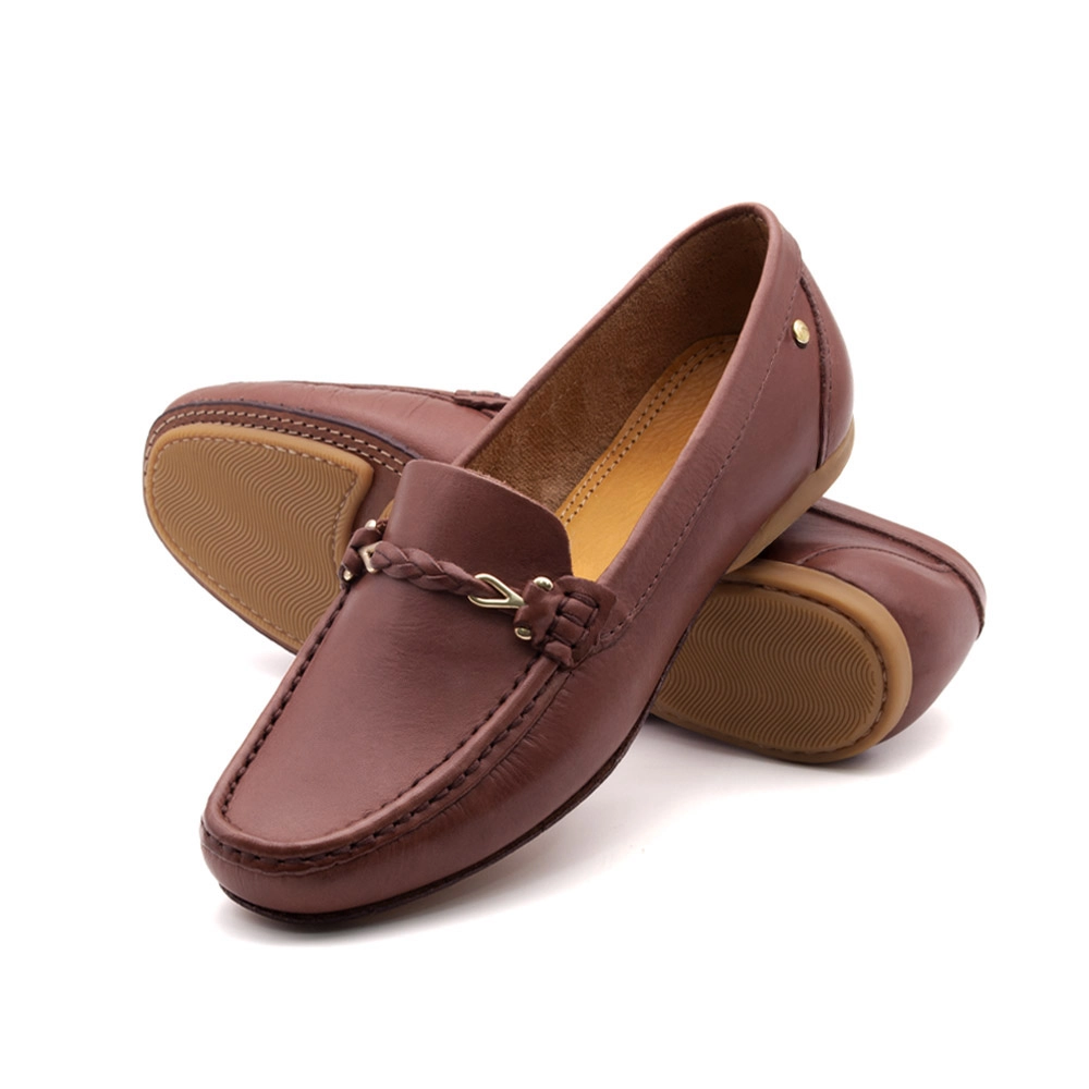 Mocassim Feminino Soleil em Couro Bravvo Mocca - 45011BM | Loja