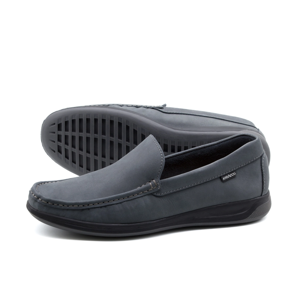 Mocassim Masculino Code em Couro Nobuck Cinza - 9335NC | Loja Andacco