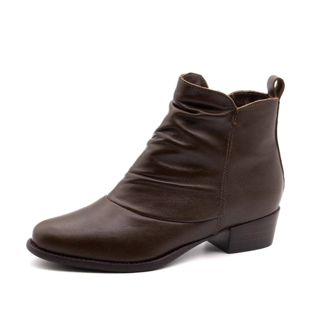 Bota Duna Cano Baixo em Couro Alfa Café - 4634AC