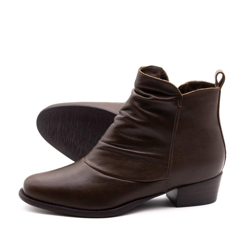 Bota Duna Cano Baixo em Couro Alfa Café - 4634AC