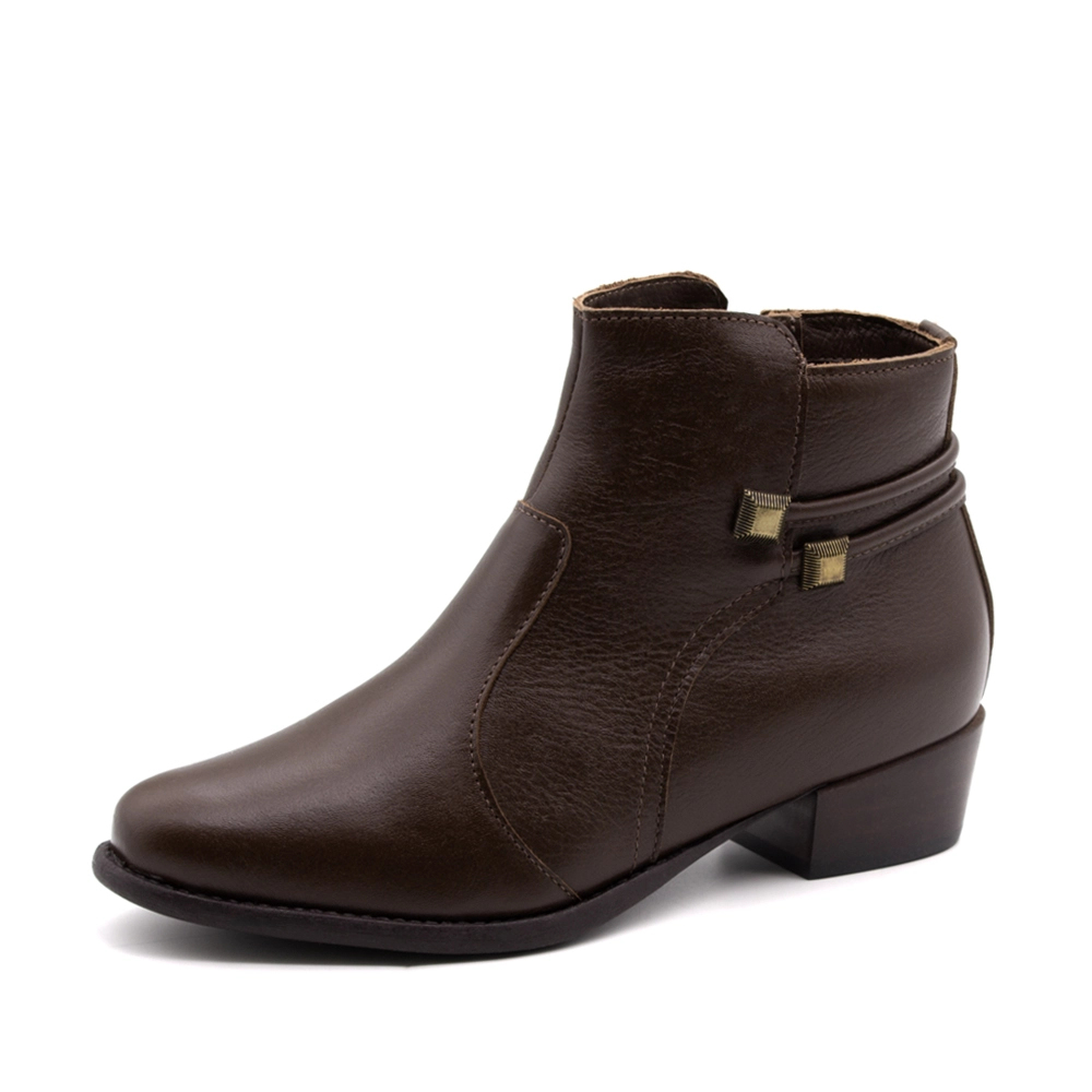 Bota Duna Cano Baixo em Couro Alfa Café - 4638AC