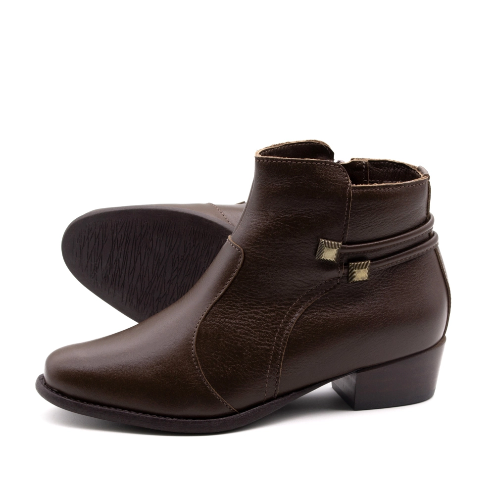 Bota Duna Cano Baixo em Couro Alfa Café - 4638AC