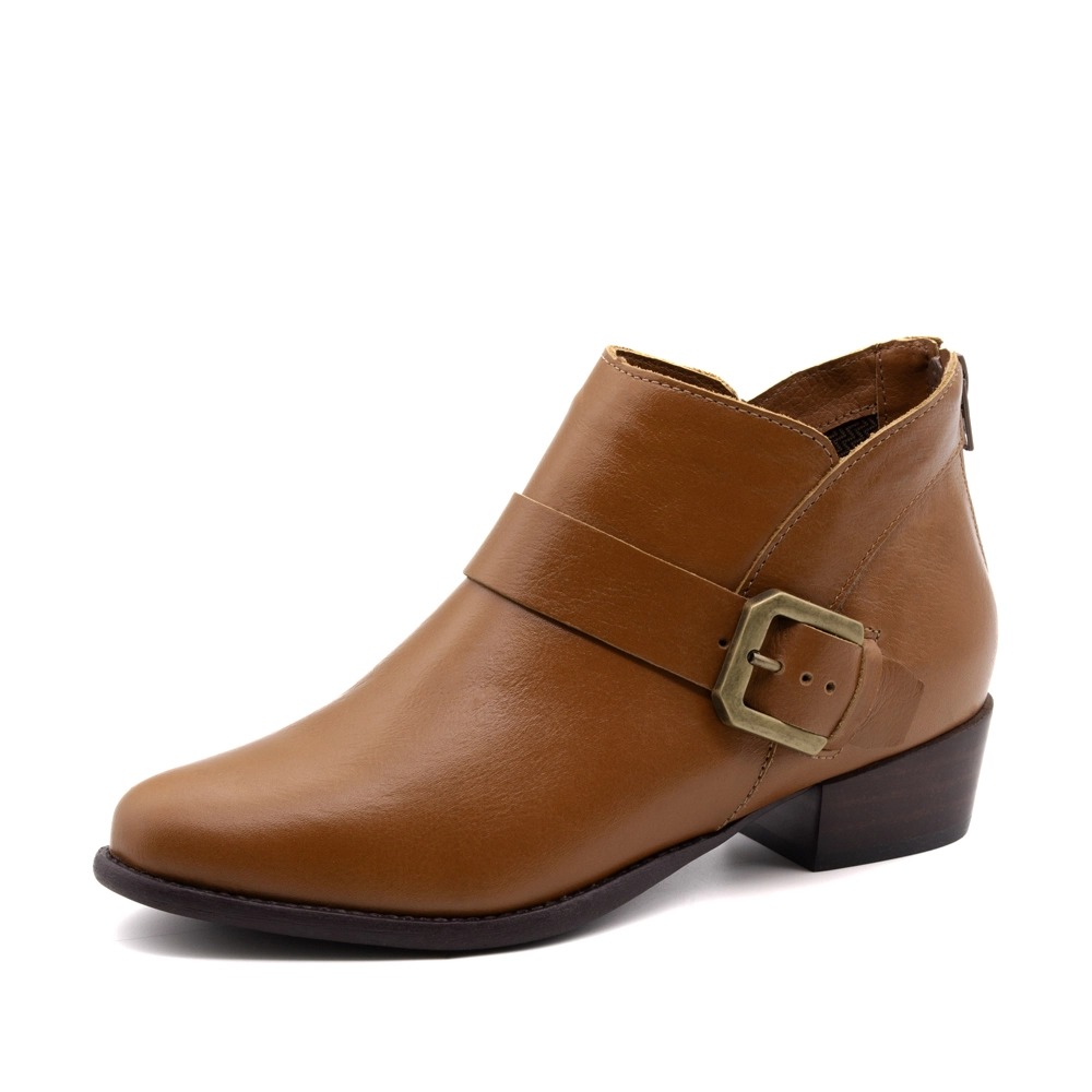 Bota Duna Cano Baixo em Couro Alfa Caramelo - 4636AC