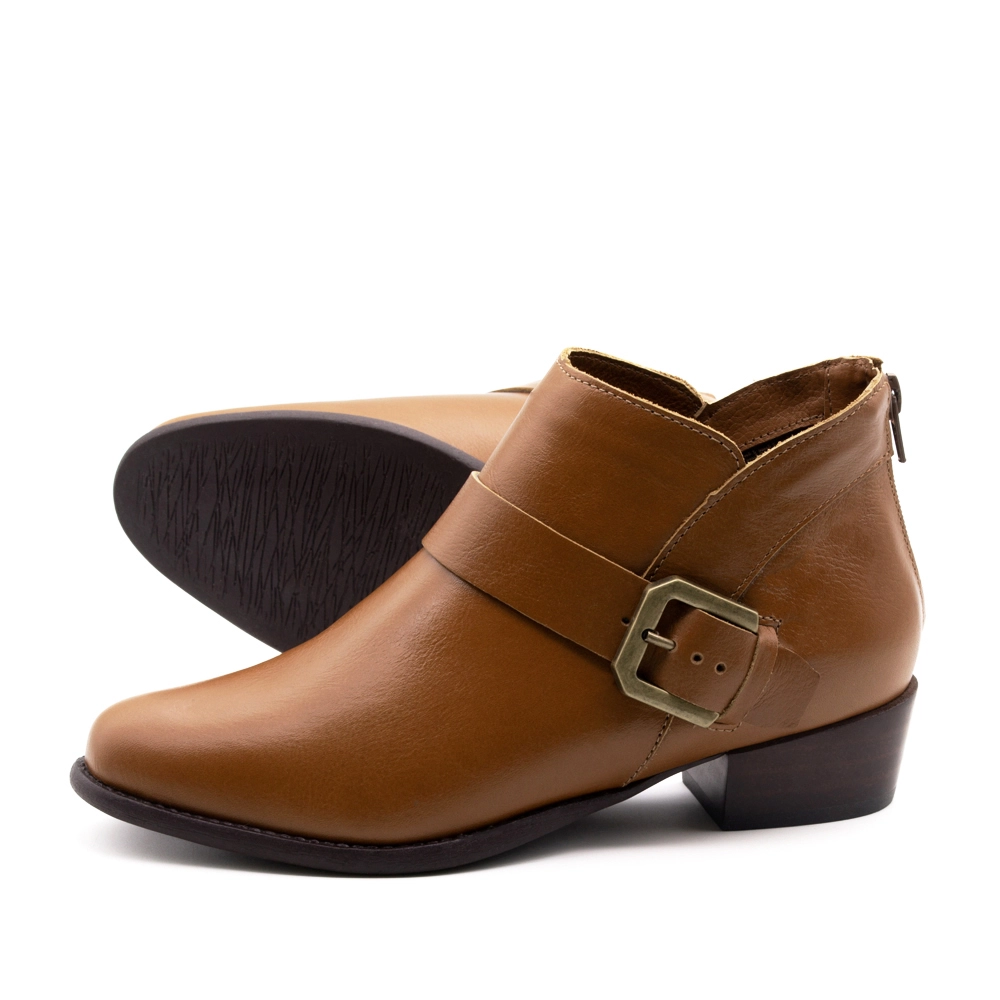 Bota Duna Cano Baixo em Couro Alfa Caramelo - 4636AC