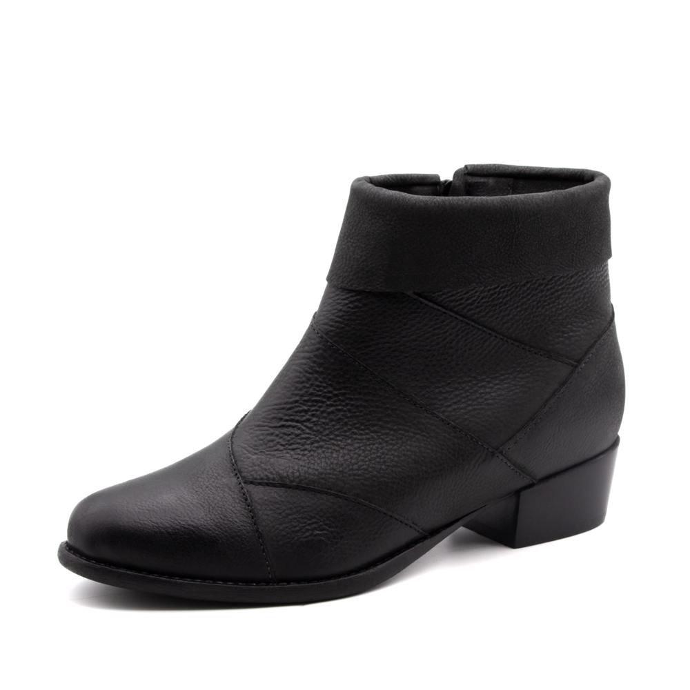 Bota Duna Cano Baixo em Couro Senna Preto - 4637SP