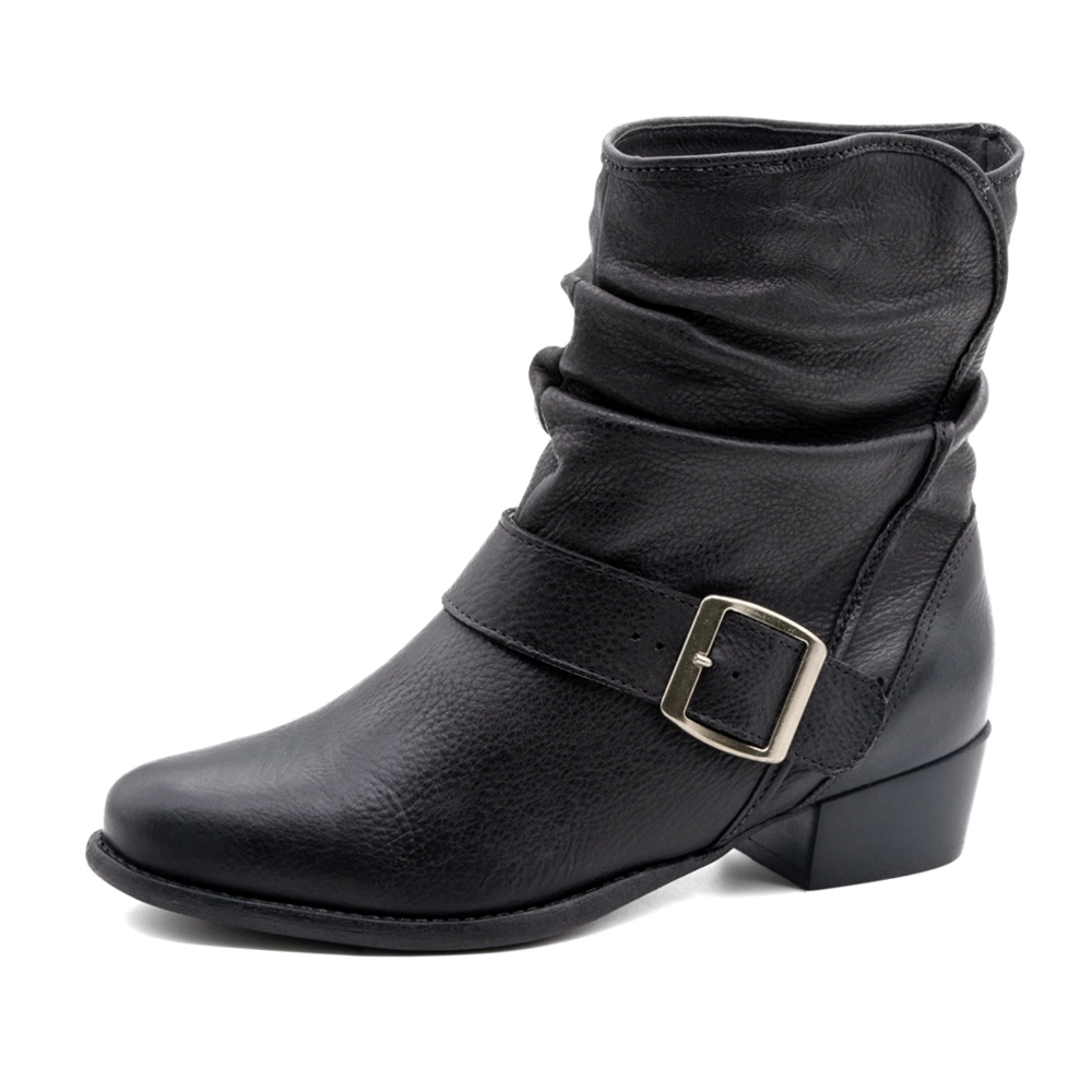 Bota Duna Cano Médio em Couro Senna Preto - 4635SP