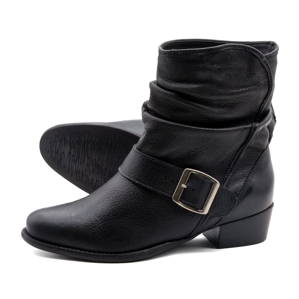 Bota Duna Cano Médio em Couro Senna Preto - 4635SP