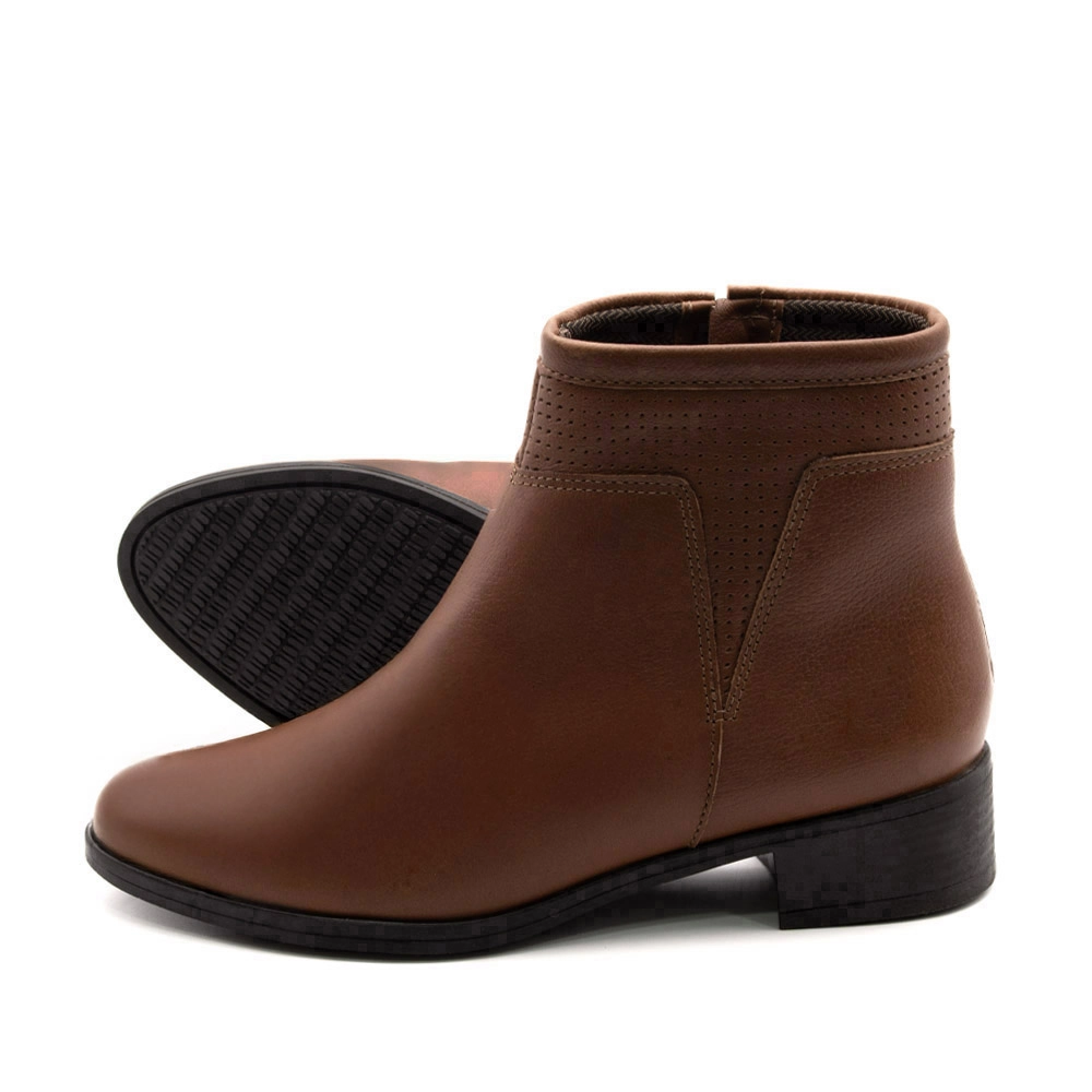 Bota Essenza Cano Baixo em Couro Alfa Conhaque - 4335AC