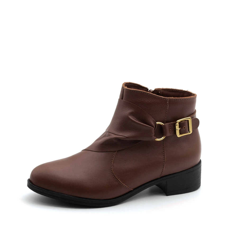 Bota Essenza Cano Baixo em Couro Alfa Sépia - 4333AS