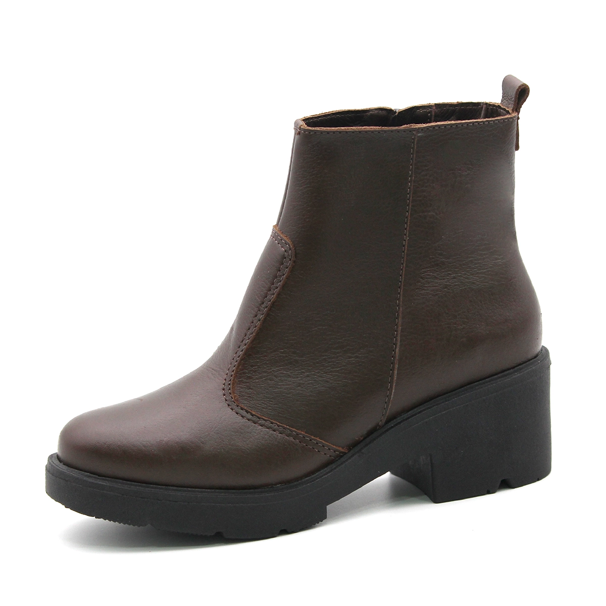 Bota Leeds com Salto em Couro Alfa Marrom Café - 4866AC