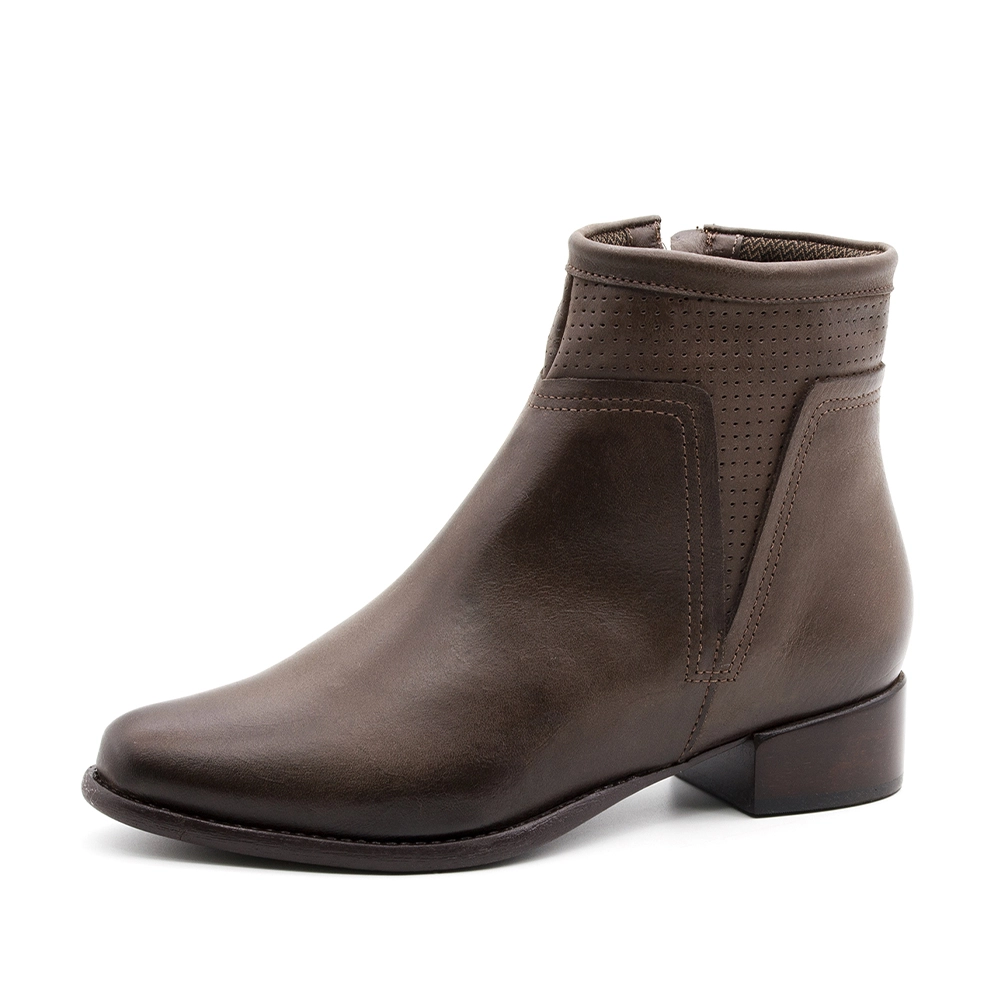 Bota West Salto Baixo em Couro Senna Coffee - 4633SC