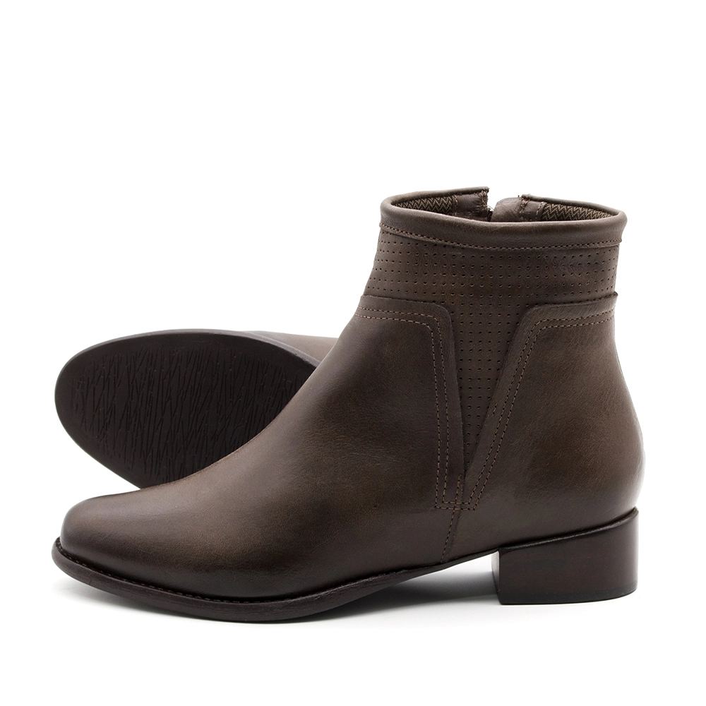 Bota West Salto Baixo em Couro Senna Coffee - 4633SC