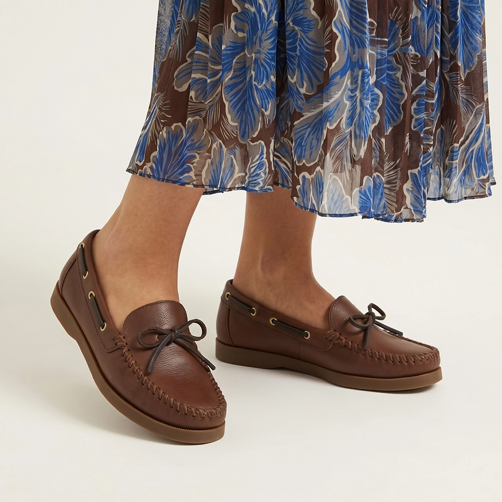 Mocassim Feminino Caribe em Couro Alfa Conhaque - 3951AC