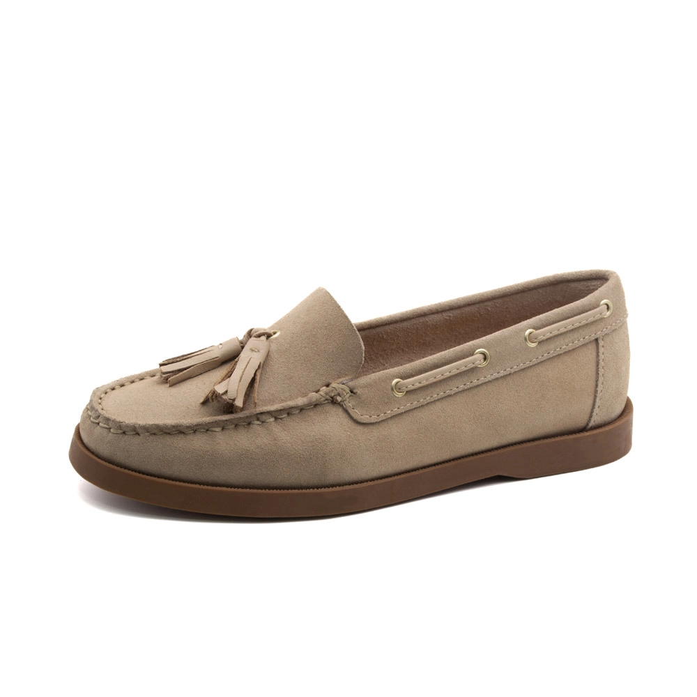 Mocassim Feminino Caribe em Couro Camurça Areia - 3959CA Mocassim Feminino Caribe em Couro Camurça Areia - 3959CA