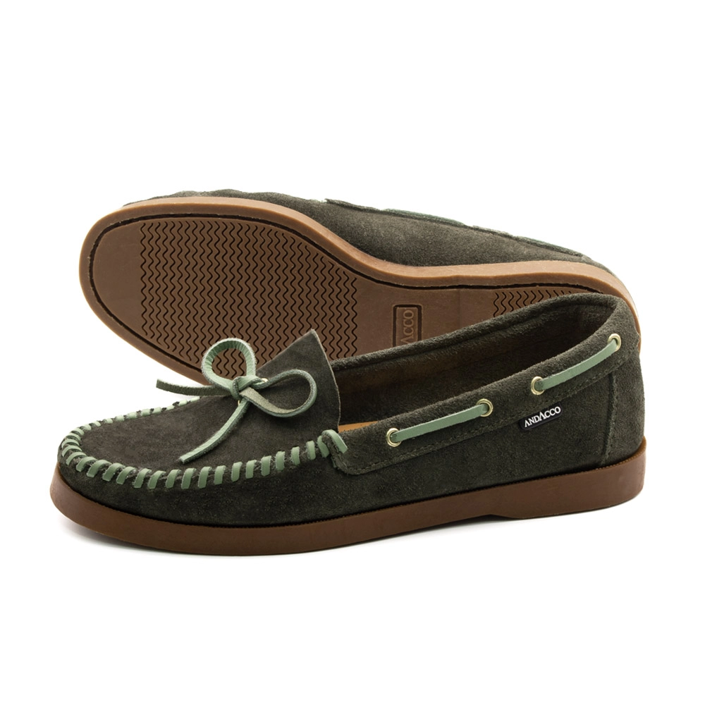 Mocassim Feminino Caribe em Couro Camurça Musgo - 3951CM