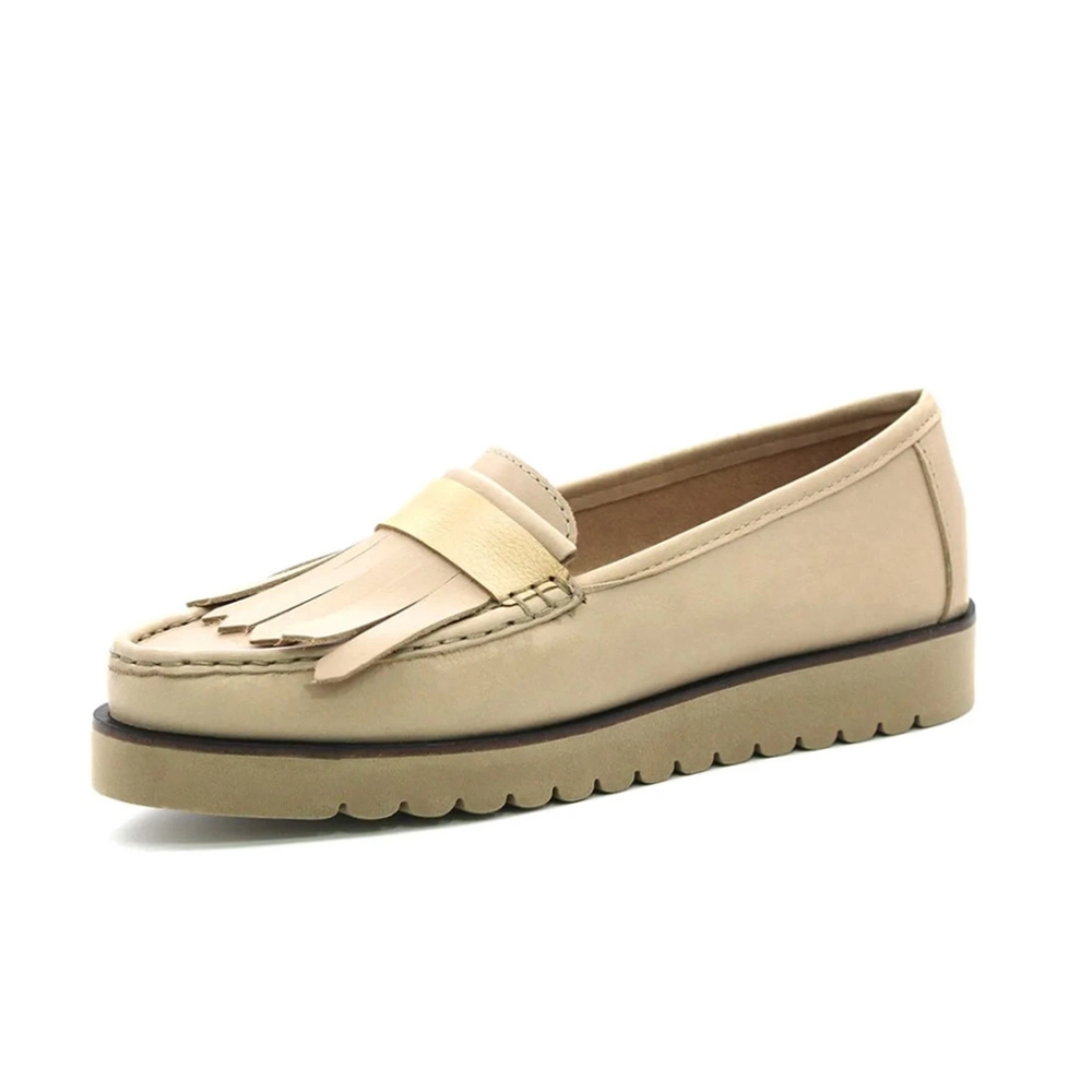 Mocassim Feminino em Couro Bison Isa Bege - 41103BP