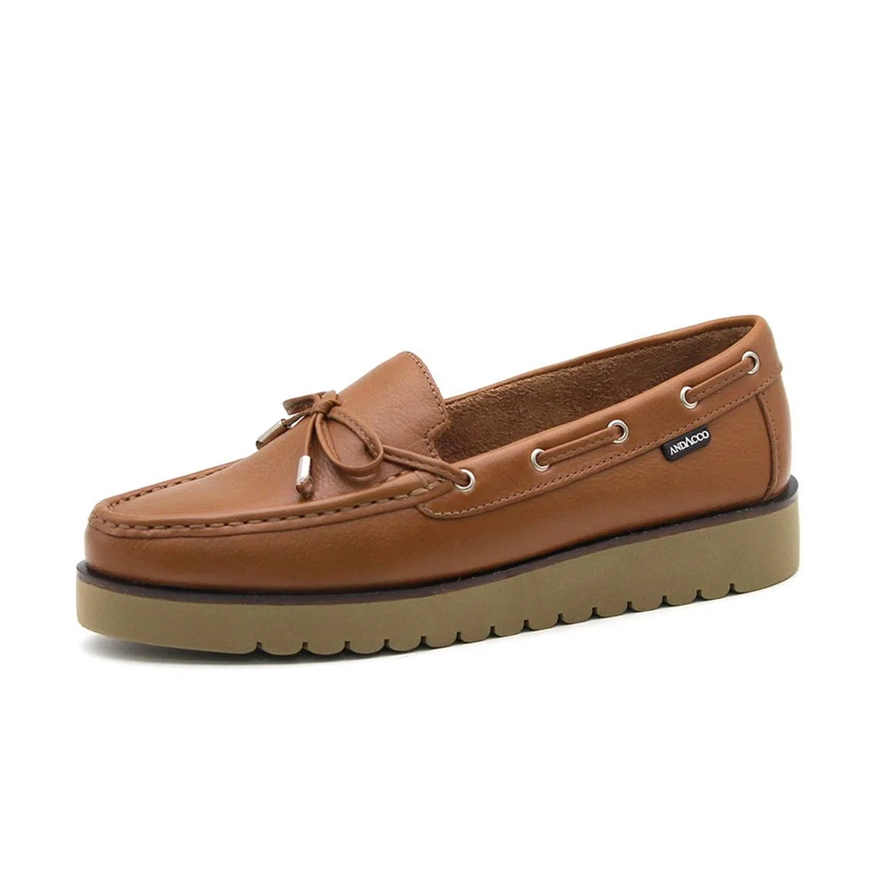Mocassim Feminino Isa em Couro Alfa Caramelo - 41104AC