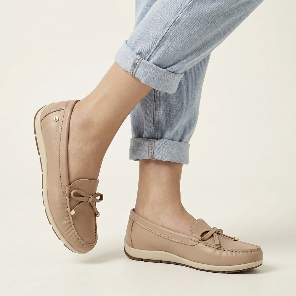 Mocassim Feminino Julia em Couro Alfa Creme - 47016AC Mocassim Feminino Julia em Couro Alfa Creme - 47016AC