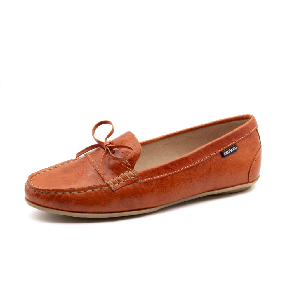 Mocassim Feminino Liv em Couro Aquarela Laranja - 3664AL
