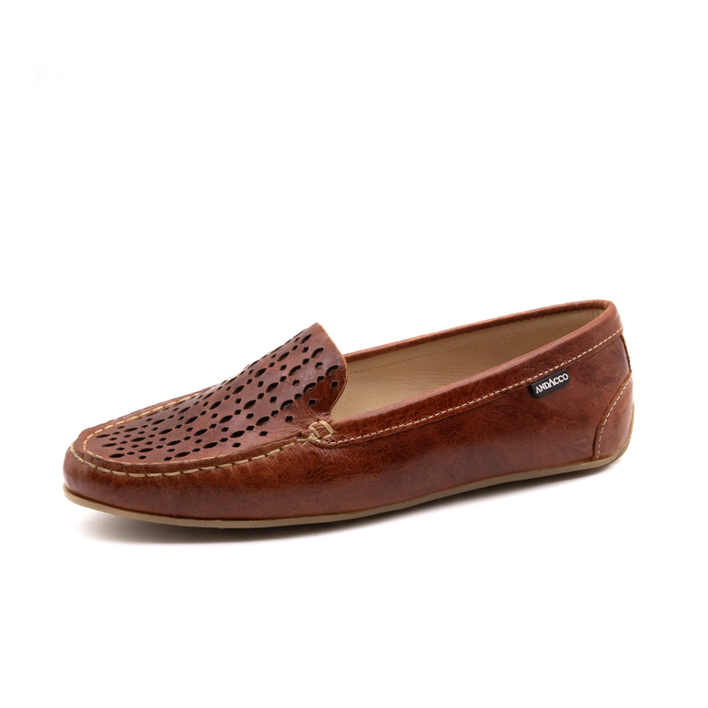 Mocassim Feminino Liv em Couro Aquarela Rust - 3666AR