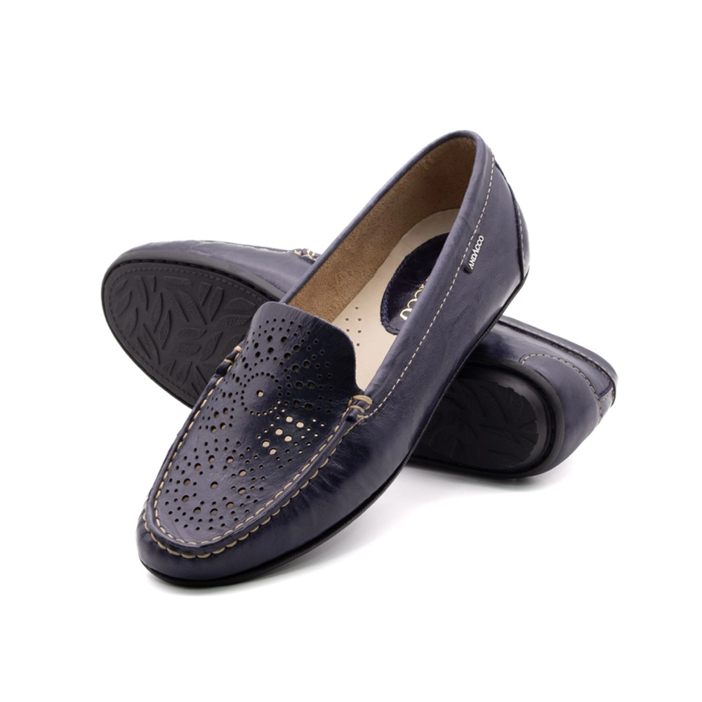 Mocassim Feminino Liv em Couro Crush Dark Blue - 3665CD