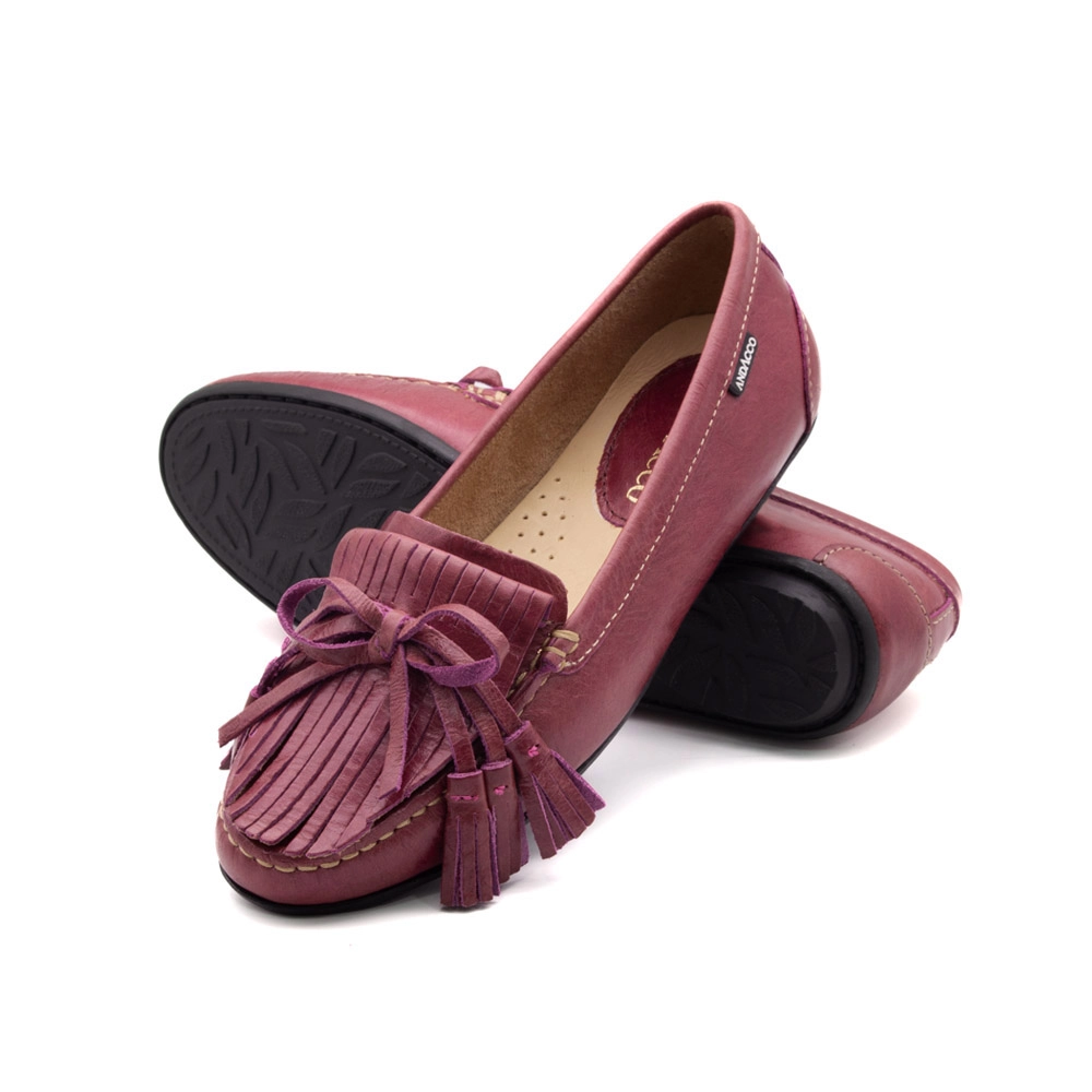 Mocassim Feminino Liv em Couro Crush Rosa - 3694CR
