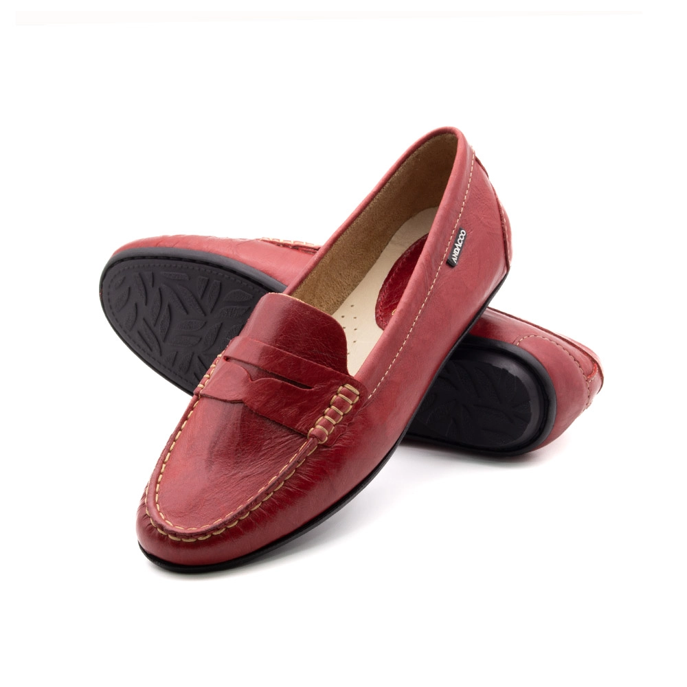Mocassim Feminino Liv em Couro Crush Rosso - 3663CR