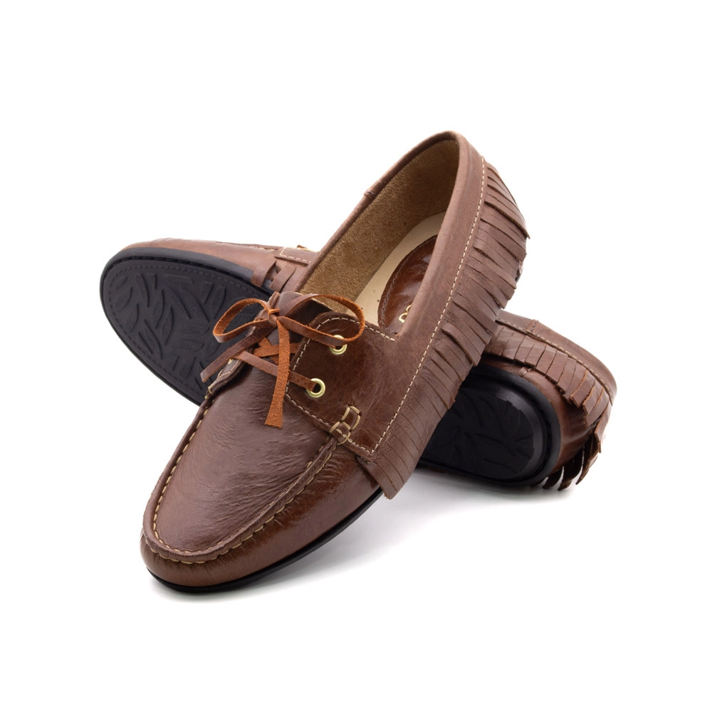 Mocassim Feminino Liv em Couro Crush Sépia - 3695CS