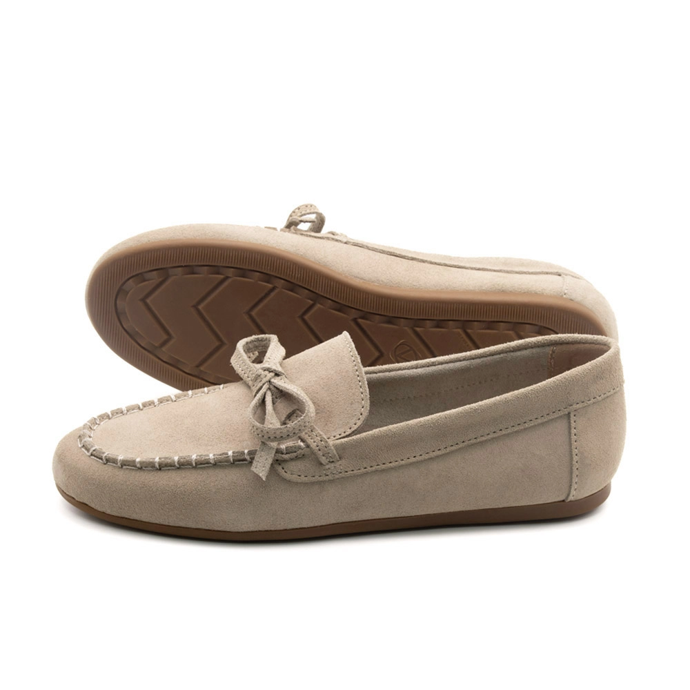 Mocassim Feminino Sider em Couro Camurça Areia - 13436CA