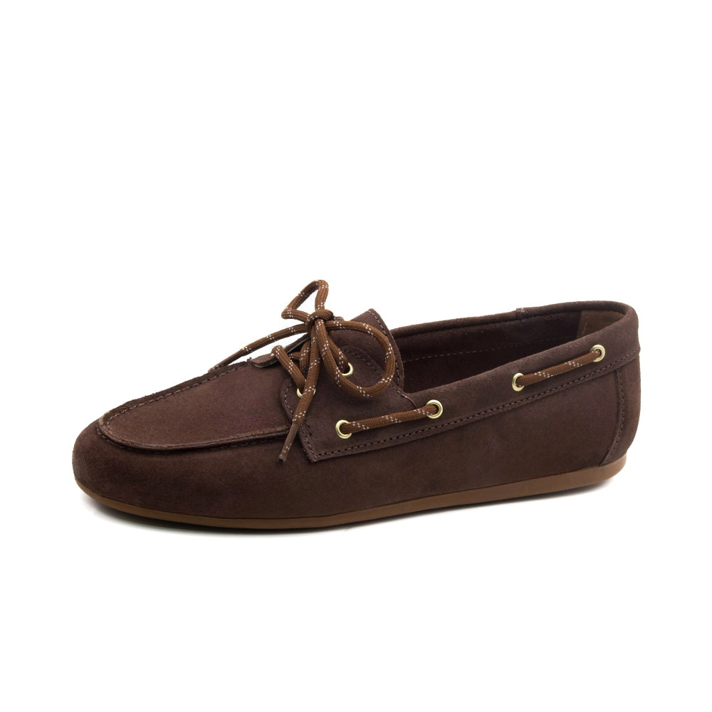 Mocassim Feminino Sider em Couro Camurça Chocolate - 13434CC